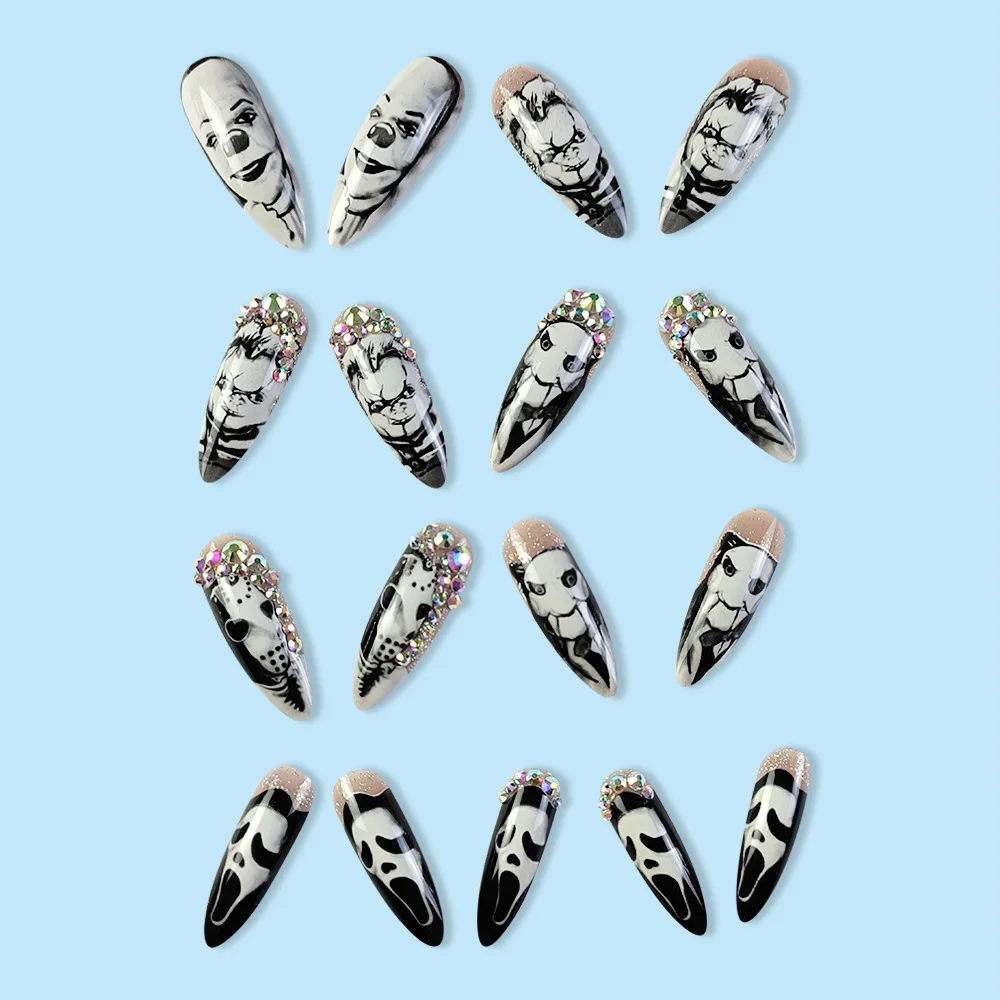 24Pcs Glossy Long Almond Hallo - Nail Art Vampire review and price