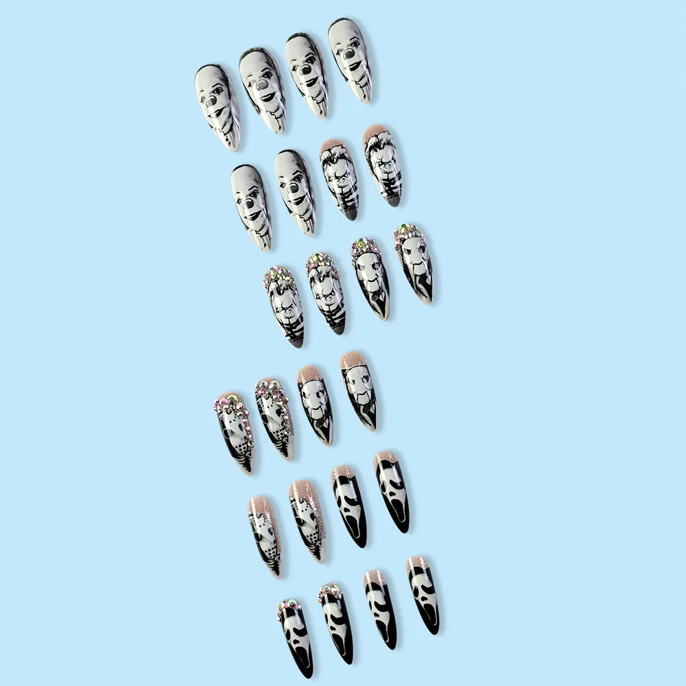 24Pcs Glossy Long Almond Hallo - Nail Art Vampire review and price