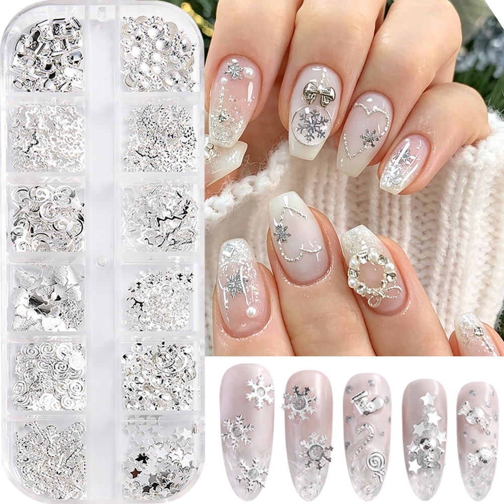 3D Gold Sliver Snowflake Chris - Nail Art Xmas Design review and price